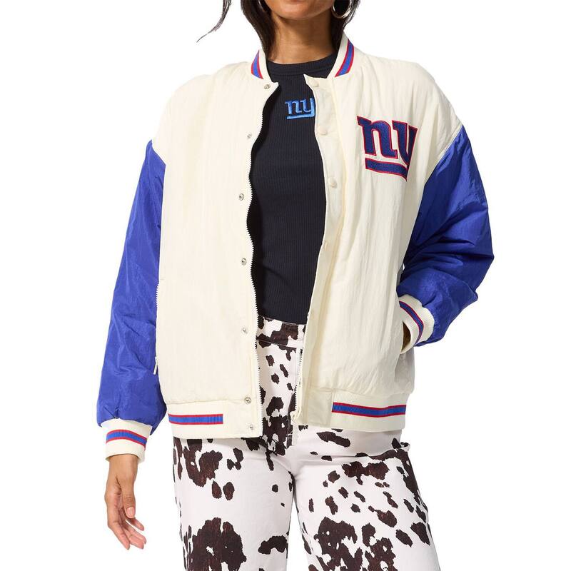 テレズ レディース アウター ジャケット・ブルゾン Women's Terez White New York Giantsugar Swizzle Color-Block Full-Zip Bomber Jacket Gia White ホワイト