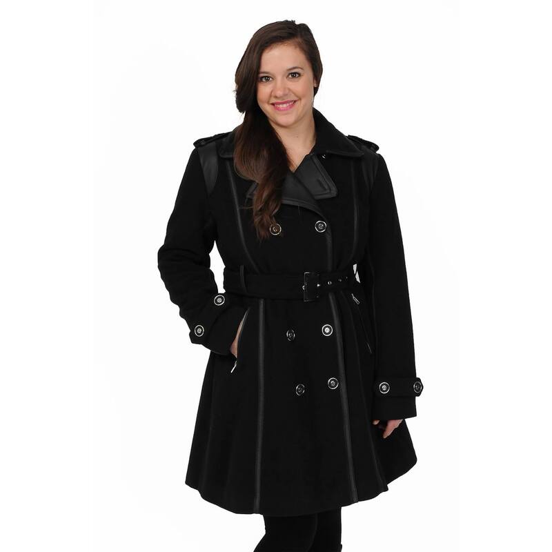 エクセルド レディース アウター ジャケット・ブルゾン ウール コート Women's Excelledouble-Breasted Faux-Wool Trench Coat Black ブラック|ReVida 店