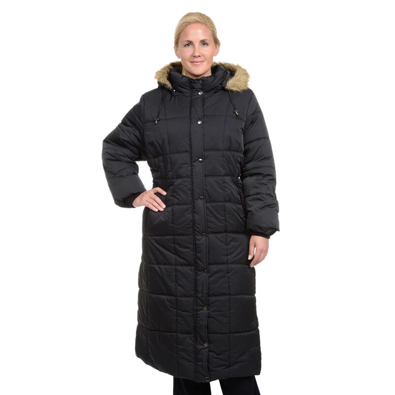 エクセルド レディース アウター ジャケット・ブルゾン プラスサイズ コート Plusizexcelled Hooded Long Puffer Coat Black ブラック
