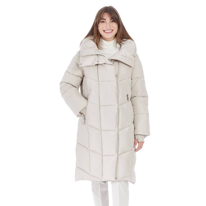 ナインウェスト レディース アウター ジャケット・ブルゾン キルティング Women's Nine West Quilted Heavyweight Pillow Collar Puffer Jacket Bone|ReVida 店