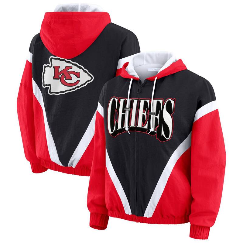 ウェア バイ エリン アンドルーズ レディース アウター ジャケット・ブルゾン パーカー Women's WEAR by Erin Andrews Red/Blackansas City Chiefs Retro Crinkle Full-Zip Hoodie Windbreaker Chf Red レッド