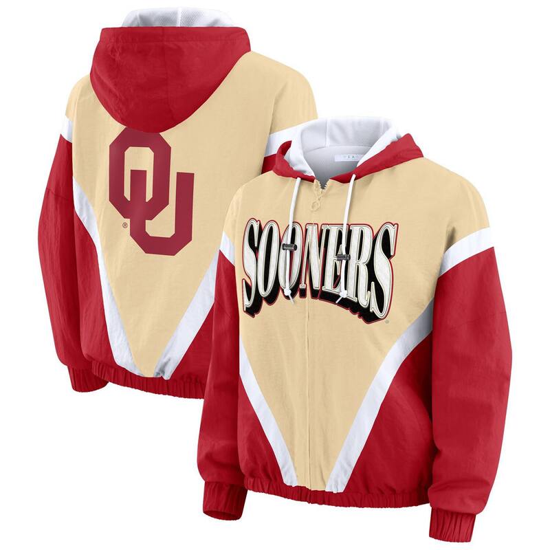 ウェア バイ エリン アンドルーズ レディース アウター ジャケット・ブルゾン カラーブロック パーカー Women's WEAR by Erin Andrews Gold/Crimson Oklahoma Sooners Colorblock Full-Zip Hoodie Windbreaker Jacket Okl Gold ゴールド