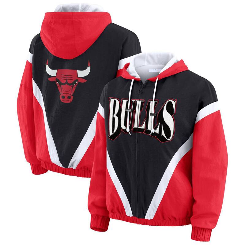 ウェア バイ エリン アンドルーズ レディース トップス Tシャツ カラーブロック パーカー ジャケット Women's WEAR by Erin Andrews Black/Red Chicago Bulls Colorblock Full-Zip Hoodie Windbreaker Jacket Bul Black ブラック