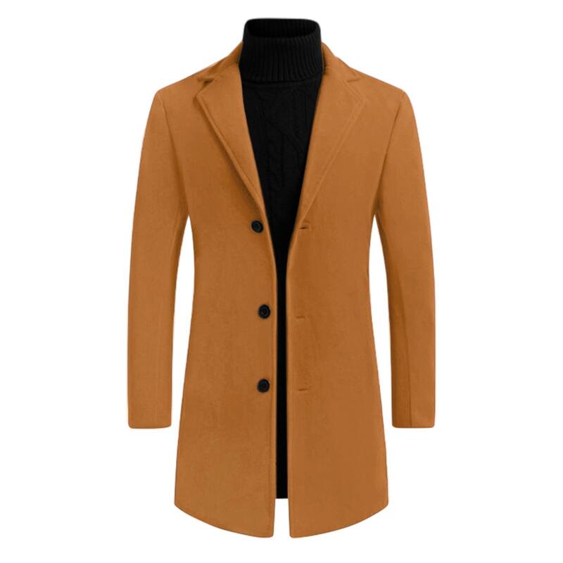 Lars Amadeus メンズ アウター ジャケット・ブルゾン スリムフィット コート Lars Amadeus Men'slim Fit Notched Lapel Single Breasted Mid Length Overcoat Brown ブラウン