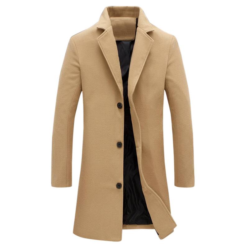 Lars Amadeus メンズ アウター ジャケット・ブルゾン スリムフィット コート Lars Amadeus Menlim Fit Notched Lapel Single Breasted Mid Length Overcoat Khaki カーキ