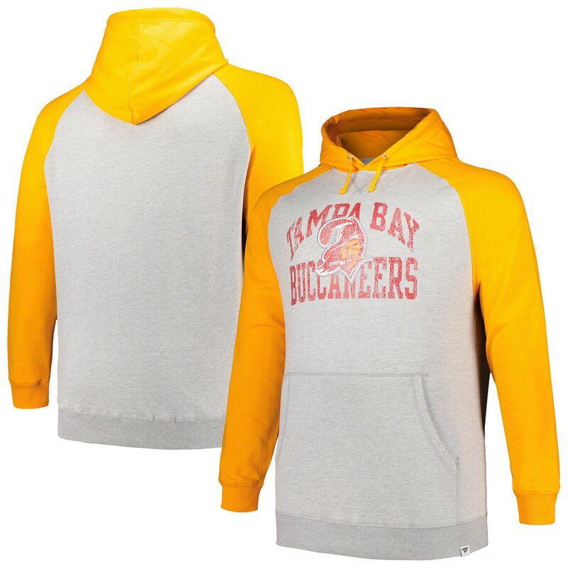 プロファイル メンズ トップス Tシャツ トール パーカー Men's Profile Heather Gray/Orange Tampa Bay Buccaneers Big & Tall Favorite Arch Throwback Raglan Pullover Hoodie Buc Grey グレー