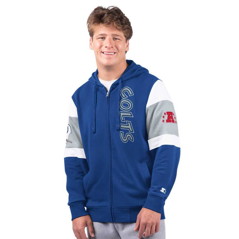 スターター メンズ トップス Tシャツ ヴィンテージ ロゴ パーカー Men'starteroyal Indianapolis Colts Extreme Vintage Logo Full-Zip Hoodie Clt Blue ブルー