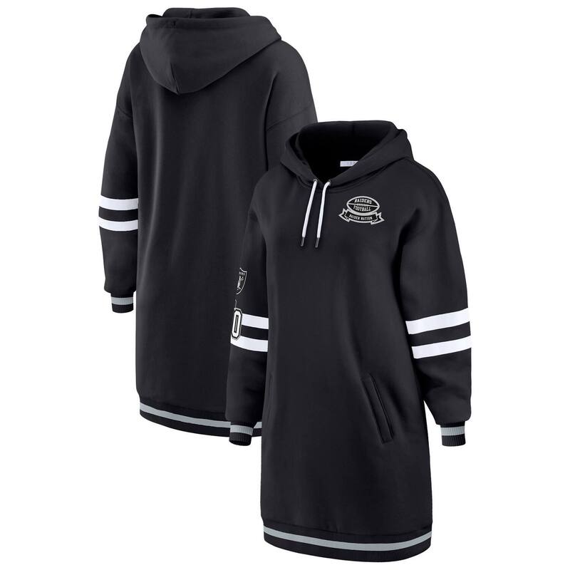 御召しもの バイ エリン アンド濫りがわしい レディース トップス 衣装 パーカー Women\u0027s WEAR by Erin Andrews Black Las Vegas Raiders Hoodie Dress Lvr Black 黒いこと