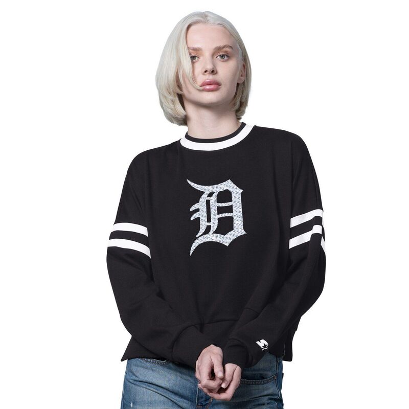 スターター レディース トップス Tシャツ クルーネック ドロップショルダー スウェット クロップド Women'starter Black Detroitigers Rally Croppedrop Shoulder Crewneck Sweatshirtgr Black ブラック