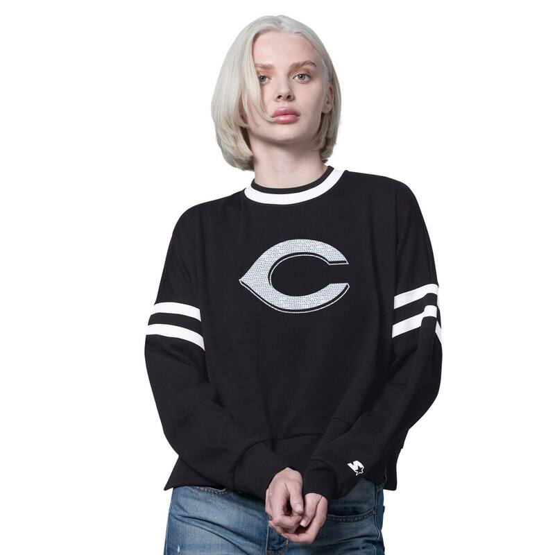 スターター レディース トップス Tシャツ クルーネック ドロップショルダー スウェット クロップド Women'starter Black Cincinnati Reds Rally Croppedrop Shoulder Crewneck Sweatshirt Red Black ブラック