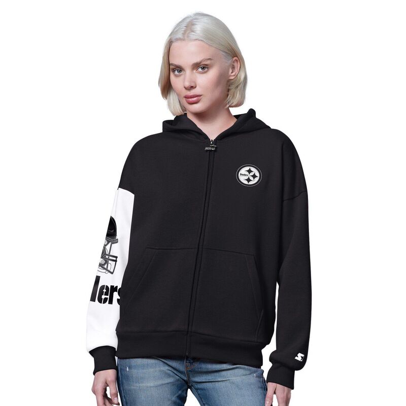 スターター レディース トップス Tシャツ ダウン パーカー Women'starter Black Pittsburgh Steelers 4th Down Full-Zip Hoodie Stl Black ブラック