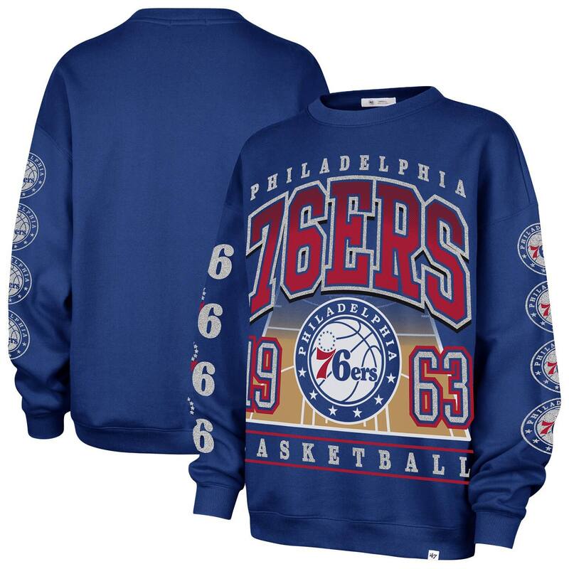 フォーティセブンブランド レディース トップス プルオーバー 汗水 47 Brand Women\u0027s \u002747 Royal Philadelphia 76ers Go Big Oversized Sweatshirt 76r Blue 青色