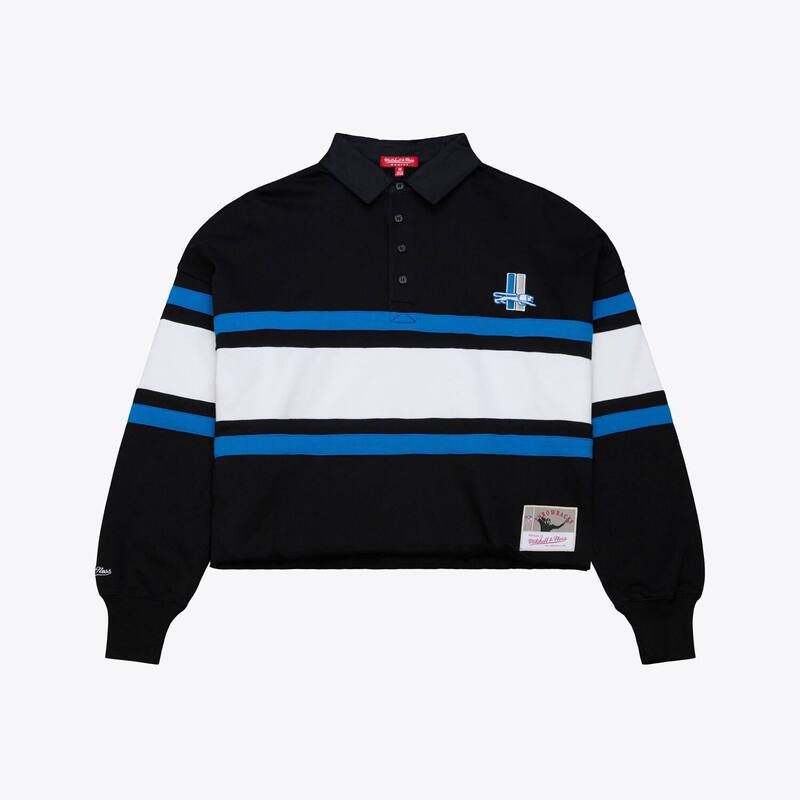 ミッチェル&ネス レディース トップス Tシャツ ポロシャツ クロップド Women's Mitchell & Ness Black Detroit Lions Cropped Long Sleeve Rugby Polo Lns Black ブラック