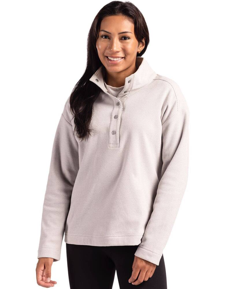 カッターアンドバック レディース アウター ジャケット・ブルゾン フリース Cutter \u0026 Buck Hunts Pointextured Fleece Recycled Womensnapullover Polished