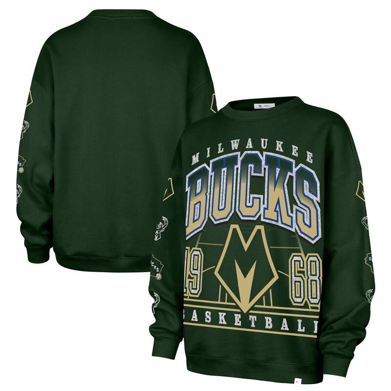 フォーティセブンブランド レディース トップス プルオーバー 汗水 47 Brand Women\u0027s \u002747 Hunter Green Milwaukee Bucks 2025/26 City Edition Go Big Oversized Sweatshirt Buk Multi マルチ色合い