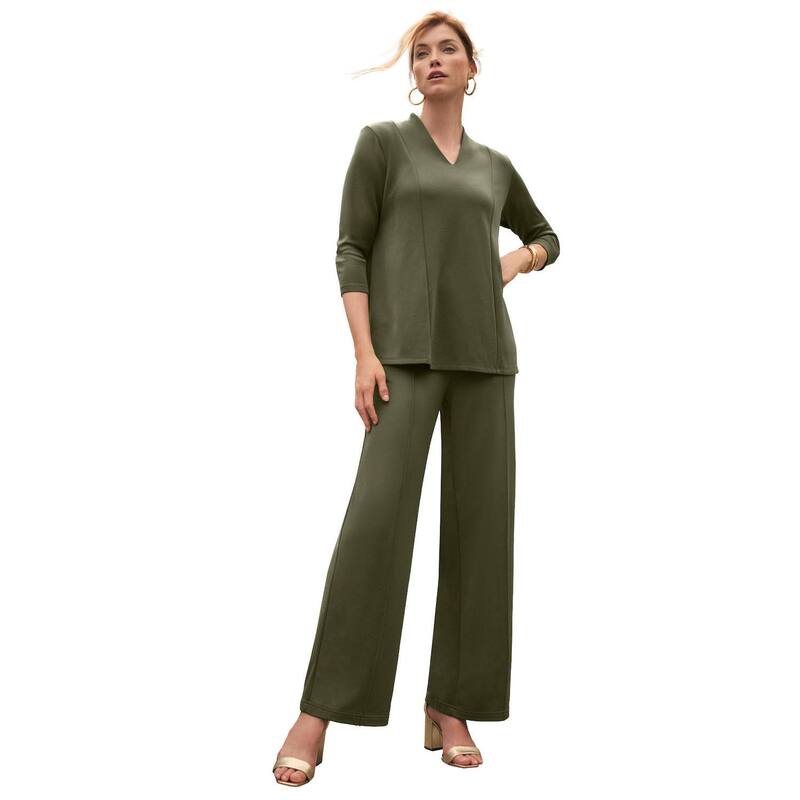 ジェシカ英国の首都 レディース トップス プルオーバー A 生産ライン 足し加える大きさ Jessica London Women\u0027s Plusize Perfect Ease A-Line Collared Top Dark Olive Green 緑であること