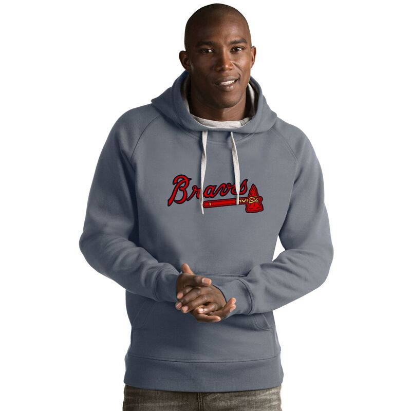 アンティグア メンズ トップス Tシャツ ロゴ パーカー Men's Antiguatlanta Braves Victory Logo Hoodie Brv Gray グレー