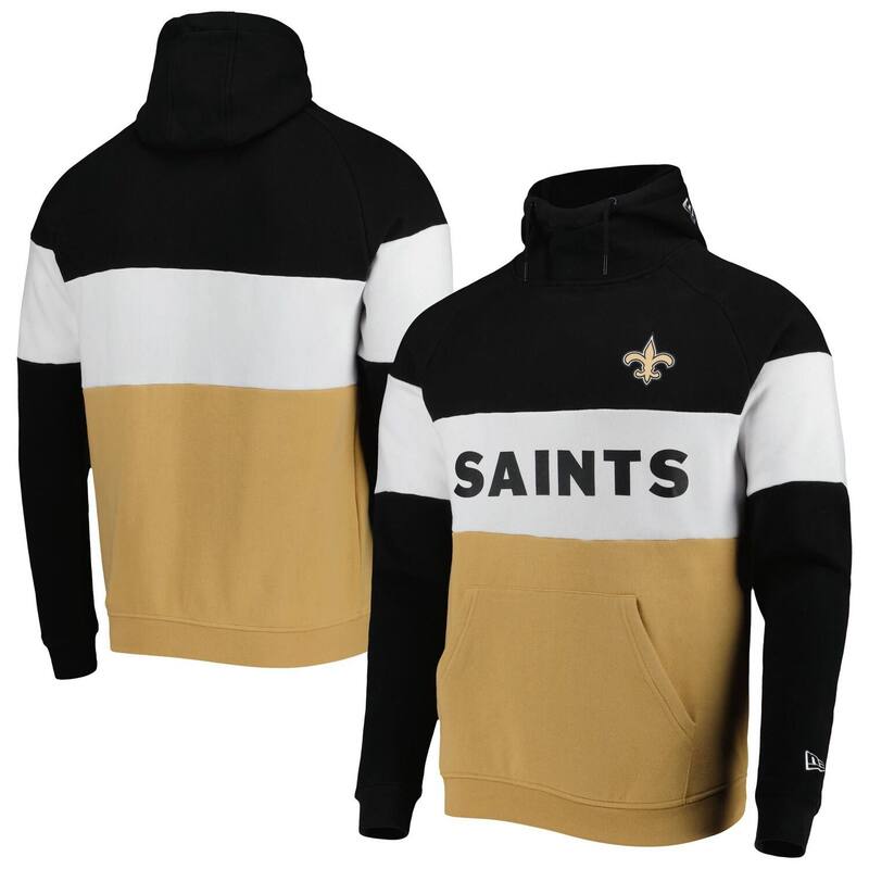 ニューエラ メンズ トップス Tシャツ カラーブロック パーカー Men's New Era Gold/Black New Orleansaints Colorblock Current Pullover Hoodie Snt Gold ゴールド