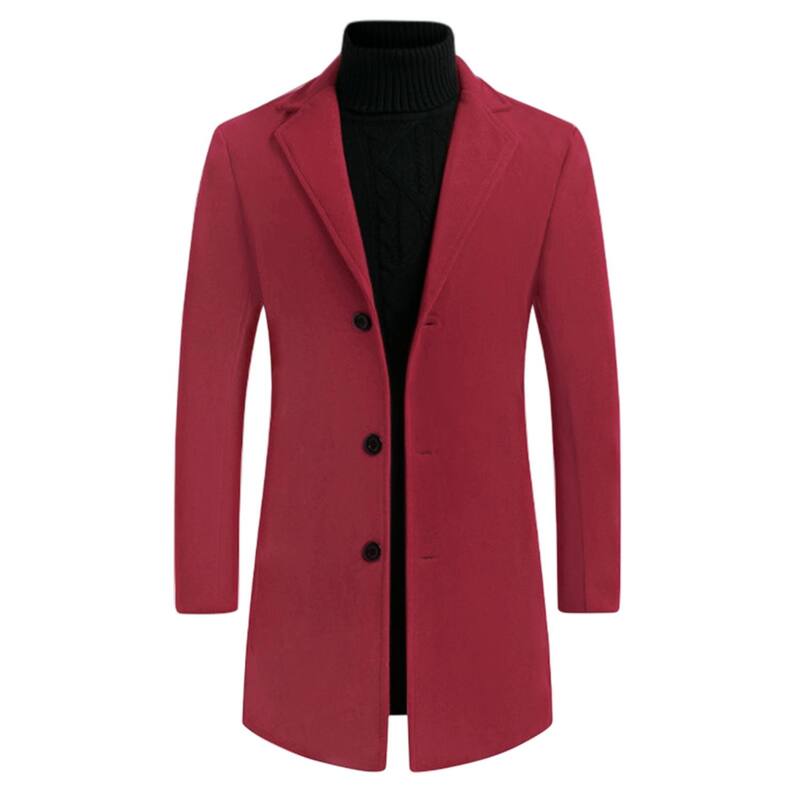 Lars Amadeus メンズ アウター ジャケット・ブルゾン スリムフィット コート Lars Amadeus Men'slim Fit Notched Lapel Single Breasted Mid Length Overcoat Burgundy バーガンディ|ReVida 店
