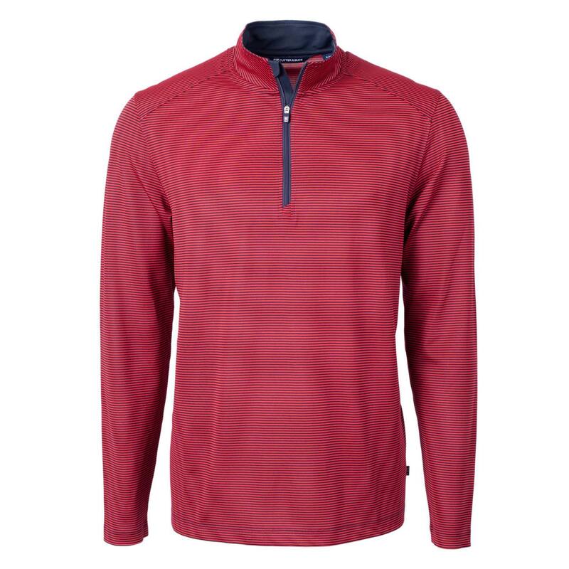 裁断師アンドうしろ側 メンズ アウター 上衣・上衣 ハーフジップ トール Cutter \u0026 Buck Virtueco Pique Micro Stripe Recycled Mens Big \u0026 Tall Quarter Zip Red 赤いこと