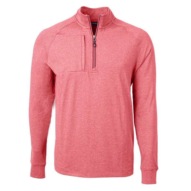 裁断師アンドうしろ側 メンズ アウター 上衣・上衣 ハーフジップ 編み物 Cutter \u0026 Buck Adapt Eco Knit Heather Mens Quarter Zipullover Cardinal Red Heather ギョリュウモドキ