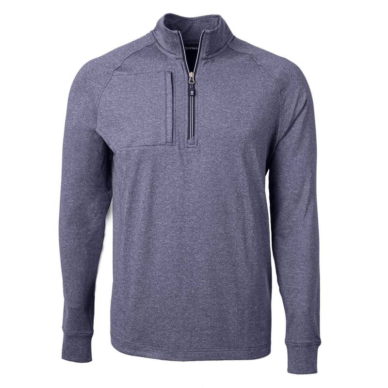 裁断師アンドうしろ側 メンズ アウター 上衣・上衣 ハーフジップ 編み物 Cutter \u0026 Buck Adapt Eco Knit Heather Mens Quarter Zipullover Navy Blue Heather ギョリュウモドキ