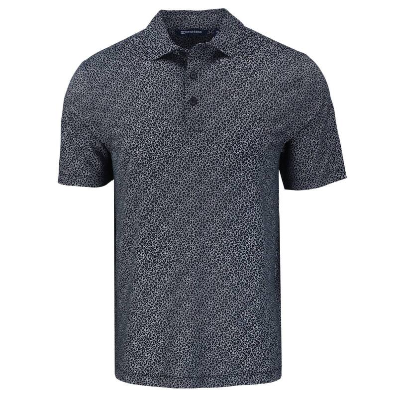カッターアンドバック メンズ トップス Tシャツ ポロシャツ プリント Cutter & Buck Pikeco Pebble Print Stretch Recycled Mens Polo Black And White ホワイト｜ReVida 店
