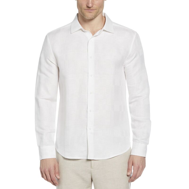 キューバ共和国ベラ メンズ トップス プルオーバー 落ちこむ Men\u0027s Cubavera Geometric Dobby Textured Long Sleeve Button-Down Shirt Brilliant White 白いこと