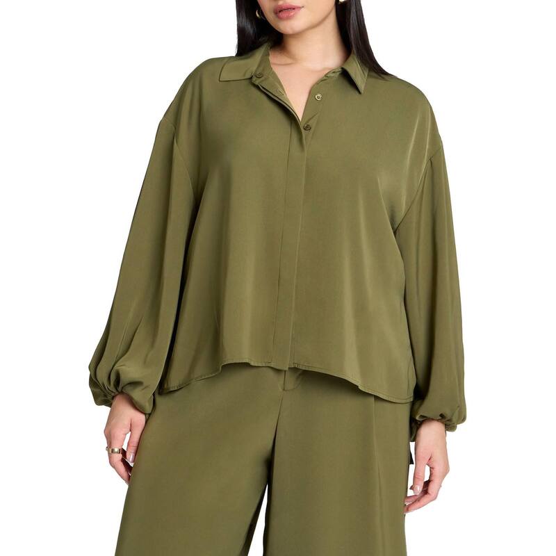 エロクイ レディース トップス Tシャツ プラスサイズ ELOQUII Women's Plusize High Low Hem Tunic Bronze Green グリーン 16,775円