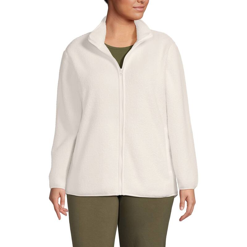 ランズエンド レディース アウター ジャケット・ブルゾン プラスサイズ フリース Plusize Lands' End Full Zip Cozy Sherpa Fleece Jacket Ivory アイボリー|ReVida 店
