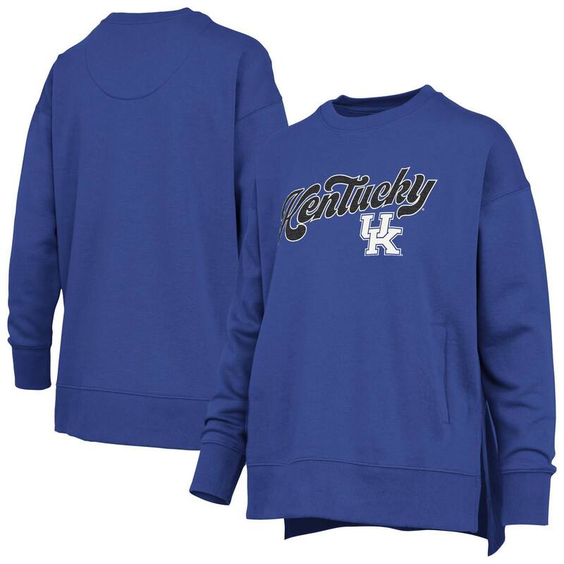 押し付けるボックス席 レディース トップス プルオーバー 流汗 Women\u0027s Pressbox Royal Kentucky Wildcats Bonanza Chenille Harper Script Sweatshirt Ken Blue 青み
