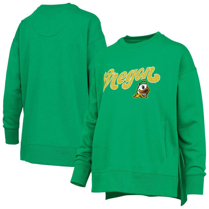 押し付けるボックス席 レディース トップス プルオーバー 流汗 Women\u0027s Pressbox Green Oregon Ducks Bonanza Chenille Harper Script Sweatshirt Uoo Green 緑であること