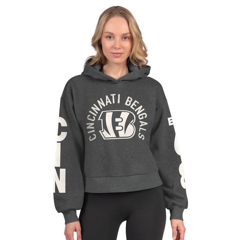 クランク レディース トップス プルオーバー クロップド フリース パーカー Women\u0027starter Heather Charcoal Cincinnati Bengalstar Player Cropped Fleece Pullover Hoodie Bng Charco 濃灰色