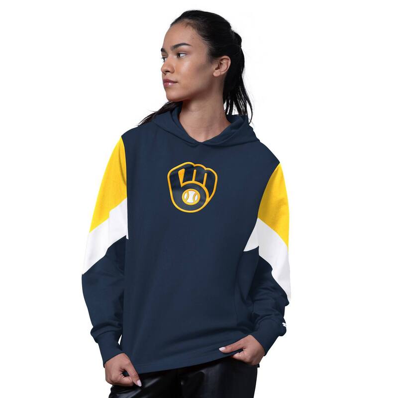 スターター レディース トップス Tシャツ パーカー Women'starter Navy Milwaukee Brewerscrimmage Pullover Hoodie Brw Navy ネイビー
