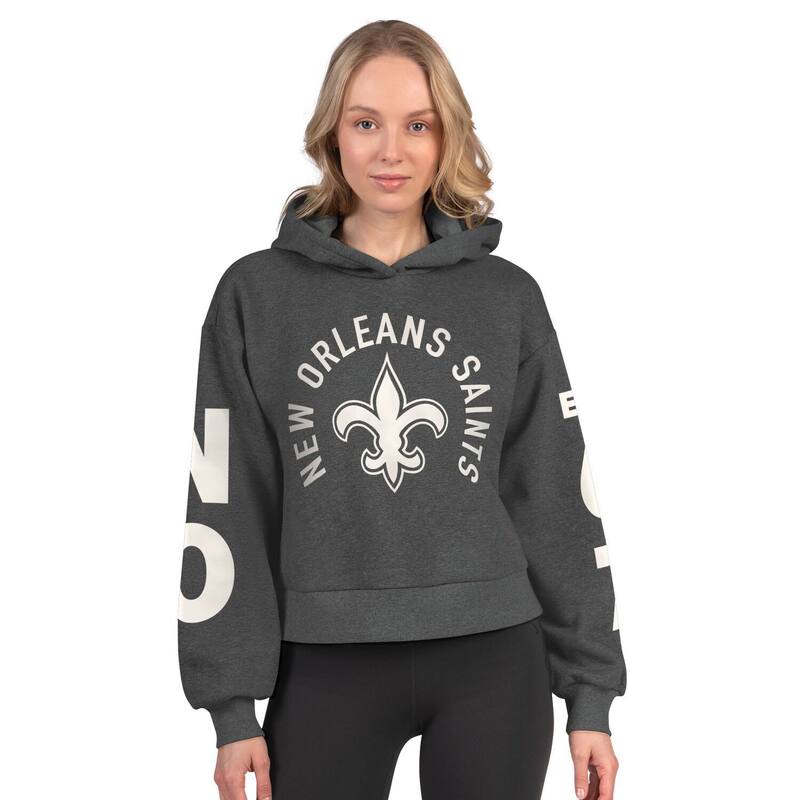 クランク レディース トップス プルオーバー クロップド フリース パーカー Women\u0027starter Heather Charcoal New Orleansaintstar Player Cropped Fleece Pullover Hoodie Snt Charco 濃灰色