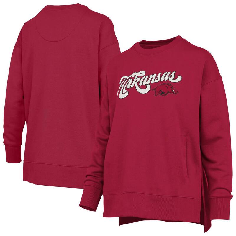 押し付けるボックス席 レディース トップス プルオーバー 流汗 Women\u0027s Pressbox Cardinal Arkansas Razorbacks Bonanza Chenille Harper Script Sweatshirt Ark Red 赤いこと