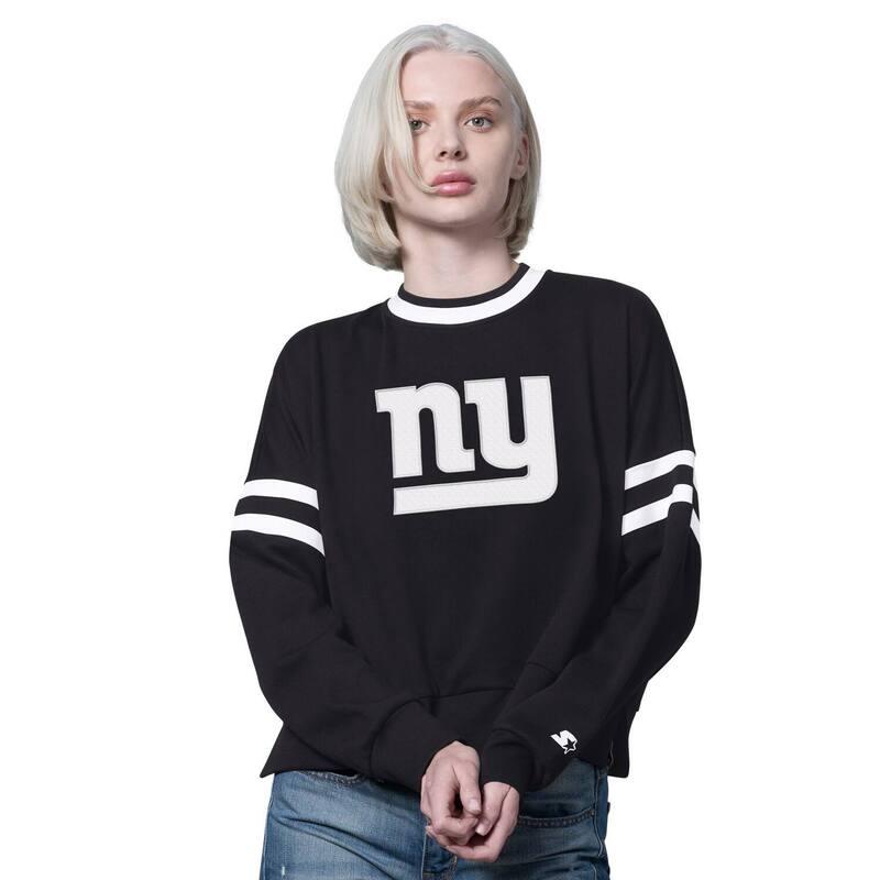 クランク レディース トップス プルオーバー 落っこちる肩先 流汗 クロップド Women\u0027starter Black New York Giants Rally Drop Shoulder Cropped Sweatshirt Gia Black 黒いこと