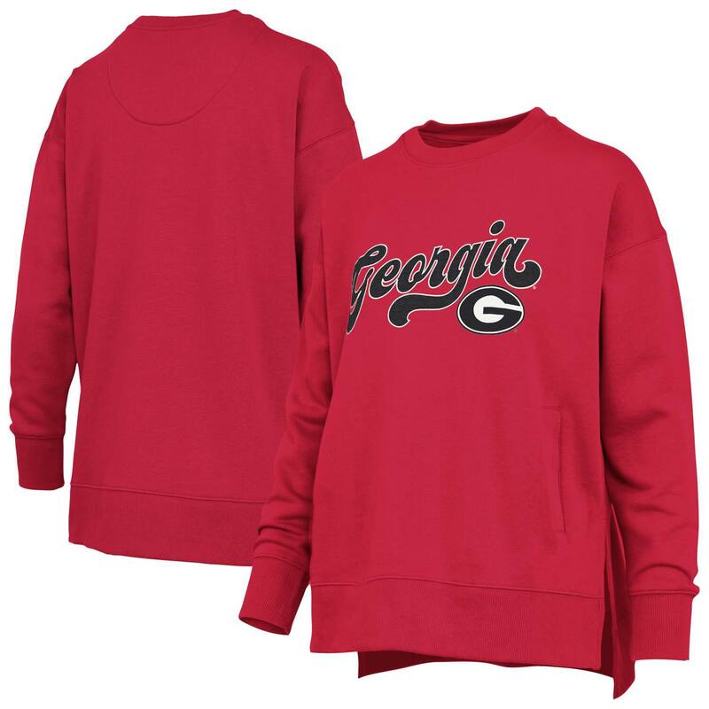 押し付けるボックス席 レディース トップス プルオーバー 流汗 Women\u0027s Pressbox Red Georgia Bulldogs Bonanza Chenille Harper Script Sweatshirt Uga Red 赤いこと