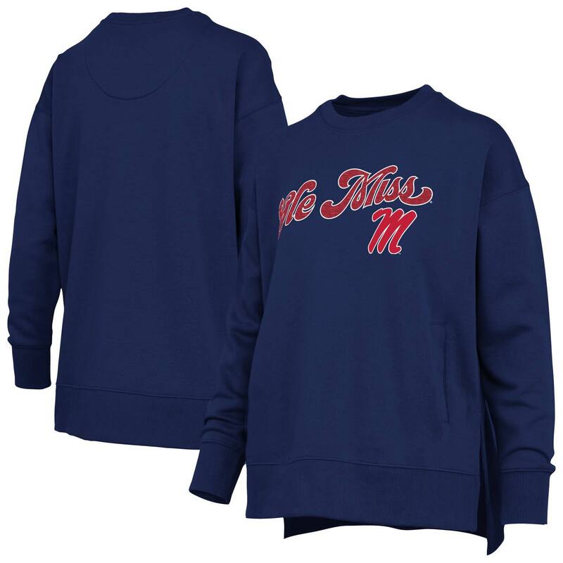 プレスボックス レディース トップス Tシャツ スウェット Women's Pressbox Navy Ole Miss Rebels Bonanza Chenille Harper Script Sweatshirt Ole Navy ネイビー 15,360円