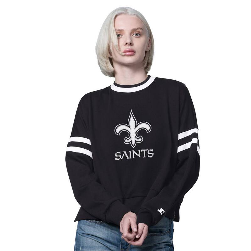 クランク レディース トップス プルオーバー 落っこちる肩先 流汗 クロップド Women\u0027starter Black New Orleansaints Rally Drop Shoulder Cropped Sweatshirt Snt Black 黒いこと