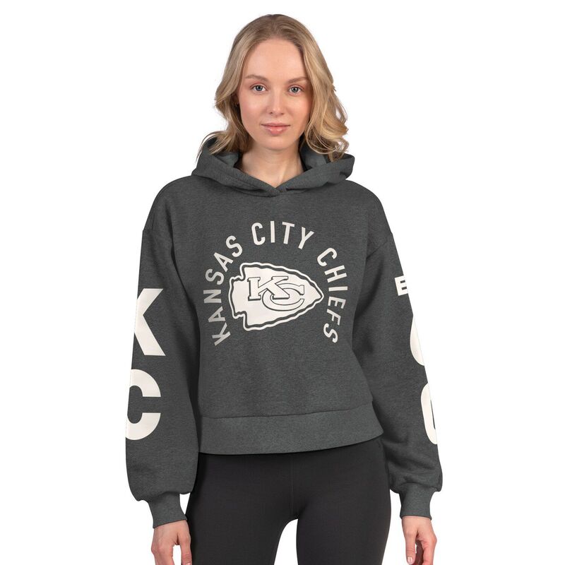 クランク レディース トップス プルオーバー クロップド フリース パーカー Women\u0027starter Heather Charcoal Kansas City Chiefstar Player Cropped Fleece Pullover Hoodie Chf Charco 濃灰色
