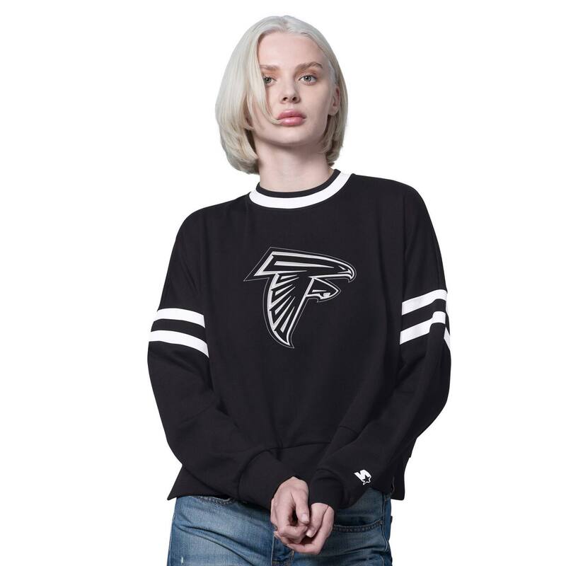 クランク レディース トップス プルオーバー 落っこちる肩先 流汗 クロップド Women\u0027starter Black Atlanta Falcons Rally Drop Shoulder Cropped Sweatshirt Fal Black 黒いこと