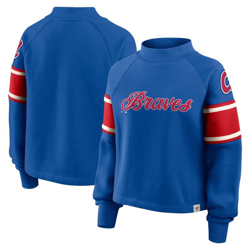 ファナティクス レディース トップス Tシャツ スウェット Women's Fanatics Royal Atlanta Braves Oversized Tossweep Raglan Pullover Sweatshirt Brv Blue ブルー