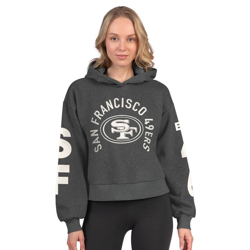 スターター レディース トップス Tシャツ クロップド フリース パーカー Women'starter Heather Charcoal San Francisco 49erstar Player Cropped Fleece Pullover Hoodie 49r Charco チャコール