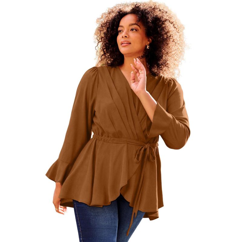 アベニュー レディース トップス シャツ プラスサイズ Avenue Women's Plusize Wrapeplum Top Antique Copper