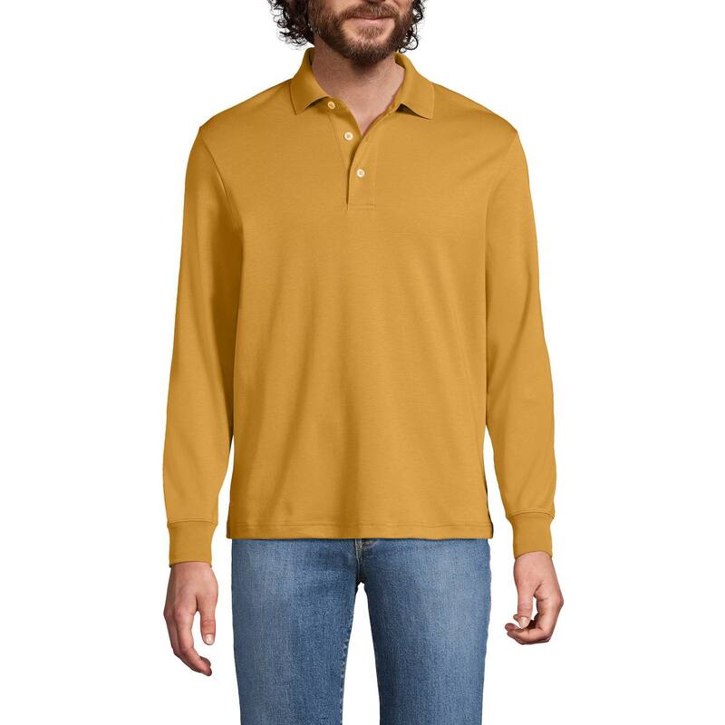 ランズエンド メンズ トップス Tシャツ ポロシャツ Men's Lands' End Soft Supima Polo Dijon Gold ゴールド