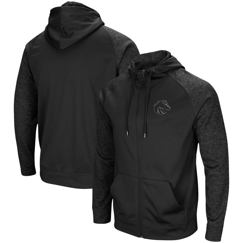 コロシアム メンズ トップス Tシャツ パーカー Men's Colosseum Black Boise State Broncos Blackout 3.0 Tonal Raglan Full-Zip Hoodie Boi Black ブラック