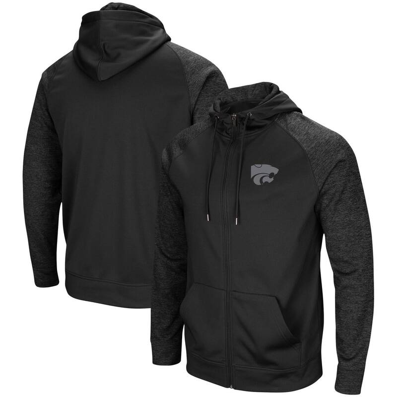 コロシアム メンズ トップス Tシャツ パーカー Men's Colosseum Blackansastate Wildcats Blackout 3.0 Tonal Raglan Full-Zip Hoodie Kst Black ブラック