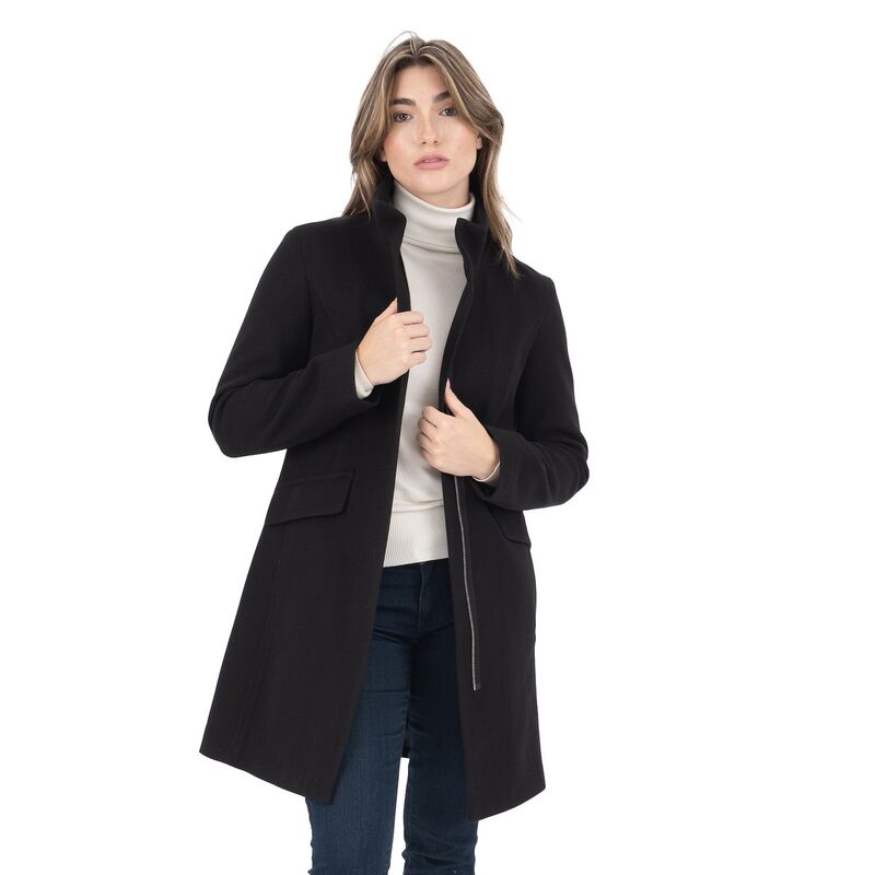 ナインウェスト レディース アウター ジャケット・ブルゾン ウール コート Women's Nine West Faux-Wool Zip Front Coat Black ブラック