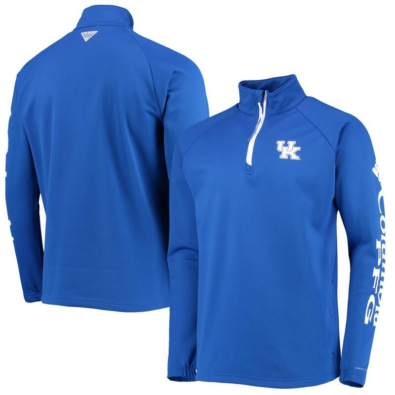 コロンビア メンズ アウター ジャケット・ブルゾン フリース Men's Columbia Royal Kentucky Wildcats Terminal Tackle Fleece Raglan Omni-Shade Quarter-Zip Jacket Ken Blue ブルー